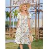 image:imageZeagoo Womens Casual Summer Dress 2026 Short Sleeve Dresses Pleats Midi A Line Flowy Dress Boho Beach Sundress with PocketsWhite Floral