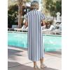 image:imageZeagoo Womens Summer Casual Short Sleeve Button Down Long Shirt Dresses Loose Swimsuit Beach Cover Ups with PocketsBlue Wide Stripes