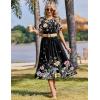 image:imageZeagoo Womens Summer Dresses 2026 Casual Midi Dress Flowy Sundress Ruffle Short Sleeve Tiered Dresses A Line Boho DressBlack Floral