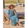 image:imageZeagoo Womens Summer Dresses 2026 Casual Midi Dress Flowy Sundress Ruffle Short Sleeve Tiered Dresses A Line Boho DressBlue Green Floral