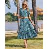 image:imageZeagoo Womens Summer Dresses 2026 Casual Midi Dress Flowy Sundress Ruffle Short Sleeve Tiered Dresses A Line Boho DressBlue Green Floral