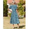 image:imageZeagoo Womens Summer Dresses 2026 Casual Midi Dress Flowy Sundress Ruffle Short Sleeve Tiered Dresses A Line Boho DressBlue Green Floral
