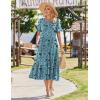 image:imageZeagoo Womens Summer Dresses 2026 Casual Midi Dress Flowy Sundress Ruffle Short Sleeve Tiered Dresses A Line Boho DressBlue Green Floral