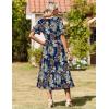image:imageZeagoo Womens Summer Dresses 2026 Casual Midi Dress Flowy Sundress Ruffle Short Sleeve Tiered Dresses A Line Boho DressBoho Printed