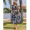 image:imageZeagoo Womens Summer Dresses 2026 Casual Midi Dress Flowy Sundress Ruffle Short Sleeve Tiered Dresses A Line Boho DressBoho Printed
