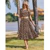 image:imageZeagoo Womens Summer Dresses 2026 Casual Midi Dress Flowy Sundress Ruffle Short Sleeve Tiered Dresses A Line Boho DressBrown Floral