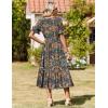 image:imageZeagoo Womens Summer Dresses 2026 Casual Midi Dress Flowy Sundress Ruffle Short Sleeve Tiered Dresses A Line Boho DressChic Printed 02