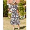 image:imageZeagoo Womens Summer Dresses 2026 Casual Midi Dress Flowy Sundress Ruffle Short Sleeve Tiered Dresses A Line Boho DressGrey Flower