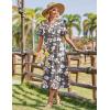 image:imageZeagoo Womens Summer Dresses 2026 Casual Midi Dress Flowy Sundress Ruffle Short Sleeve Tiered Dresses A Line Boho DressGrey Flower