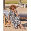 image:imageZeagoo Womens Summer Dresses 2026 Casual Midi Dress Flowy Sundress Ruffle Short Sleeve Tiered Dresses A Line Boho DressGrey Flower
