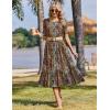 image:imageZeagoo Womens Summer Dresses 2026 Casual Midi Dress Flowy Sundress Ruffle Short Sleeve Tiered Dresses A Line Boho DressHot Chic Printed