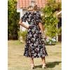 image:imageZeagoo Womens Summer Dresses 2026 Casual Midi Dress Flowy Sundress Ruffle Short Sleeve Tiered Dresses A Line Boho DressMixed Flower