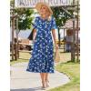 image:imageZeagoo Womens Summer Dresses 2026 Casual Midi Dress Flowy Sundress Ruffle Short Sleeve Tiered Dresses A Line Boho DressNavy Floral 02