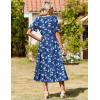 image:imageZeagoo Womens Summer Dresses 2026 Casual Midi Dress Flowy Sundress Ruffle Short Sleeve Tiered Dresses A Line Boho DressNavy Floral 02