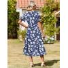 image:imageZeagoo Womens Summer Dresses 2026 Casual Midi Dress Flowy Sundress Ruffle Short Sleeve Tiered Dresses A Line Boho DressNavy Floral 03