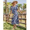 image:imageZeagoo Womens Summer Dresses 2026 Casual Midi Dress Flowy Sundress Ruffle Short Sleeve Tiered Dresses A Line Boho DressNavy Floral 03