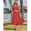 image:imageZeagoo Womens Summer Dresses 2026 Casual Midi Dress Flowy Sundress Ruffle Short Sleeve Tiered Dresses A Line Boho DressRed Floral
