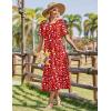 image:imageZeagoo Womens Summer Dresses 2026 Casual Midi Dress Flowy Sundress Ruffle Short Sleeve Tiered Dresses A Line Boho DressRed Floral