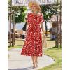 image:imageZeagoo Womens Summer Dresses 2026 Casual Midi Dress Flowy Sundress Ruffle Short Sleeve Tiered Dresses A Line Boho DressRed Floral