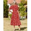 image:imageZeagoo Womens Summer Dresses 2026 Casual Midi Dress Flowy Sundress Ruffle Short Sleeve Tiered Dresses A Line Boho DressRed Floral
