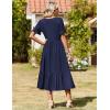 image:imageZeagoo Womens Summer Dresses 2026 Casual Midi Dress Flowy Sundress Ruffle Short Sleeve Tiered Dresses A Line Boho DressSolid Navy
