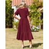 image:imageZeagoo Womens Summer Dresses 2026 Casual Midi Dress Flowy Sundress Ruffle Short Sleeve Tiered Dresses A Line Boho DressWine Red