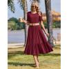 image:imageZeagoo Womens Summer Dresses 2026 Casual Midi Dress Flowy Sundress Ruffle Short Sleeve Tiered Dresses A Line Boho DressWine Red