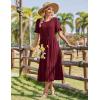image:imageZeagoo Womens Summer Dresses 2026 Casual Midi Dress Flowy Sundress Ruffle Short Sleeve Tiered Dresses A Line Boho DressWine Red