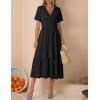 image:imageZeagoo Womens Summer Warp VNeck Casual Dresses Short Sleeve Midi Floral Dress with Pockets Tiered Flowy A Line SundressBlack