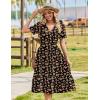 image:imageZeagoo Womens Summer Warp VNeck Casual Dresses Short Sleeve Midi Floral Dress with Pockets Tiered Flowy A Line SundressBlack Orange Floral