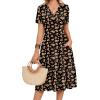 image:imageZeagoo Womens Summer Warp VNeck Casual Dresses Short Sleeve Midi Floral Dress with Pockets Tiered Flowy A Line SundressBlack Orange Floral