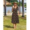 image:imageZeagoo Womens Summer Warp VNeck Casual Dresses Short Sleeve Midi Floral Dress with Pockets Tiered Flowy A Line SundressBlack Orange Floral
