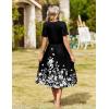 image:imageZeagoo Womens Summer Warp VNeck Casual Dresses Short Sleeve Midi Floral Dress with Pockets Tiered Flowy A Line SundressBlack White Floral