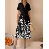 image:imageZeagoo Womens Summer Warp VNeck Casual Dresses Short Sleeve Midi Floral Dress with Pockets Tiered Flowy A Line SundressBlack White Floral