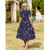 image:imageZeagoo Womens Summer Warp VNeck Casual Dresses Short Sleeve Midi Floral Dress with Pockets Tiered Flowy A Line SundressBlue Floral