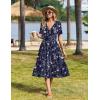 image:imageZeagoo Womens Summer Warp VNeck Casual Dresses Short Sleeve Midi Floral Dress with Pockets Tiered Flowy A Line SundressBlue Floral