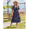image:imageZeagoo Womens Summer Warp VNeck Casual Dresses Short Sleeve Midi Floral Dress with Pockets Tiered Flowy A Line SundressBlue Floral