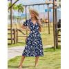image:imageZeagoo Womens Summer Warp VNeck Casual Dresses Short Sleeve Midi Floral Dress with Pockets Tiered Flowy A Line SundressBlue White Floral