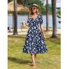 image:imageZeagoo Womens Summer Warp VNeck Casual Dresses Short Sleeve Midi Floral Dress with Pockets Tiered Flowy A Line SundressBlue White Floral