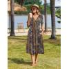 image:imageZeagoo Womens Summer Warp VNeck Casual Dresses Short Sleeve Midi Floral Dress with Pockets Tiered Flowy A Line SundressBohemian Orange