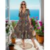 image:imageZeagoo Womens Summer Warp VNeck Casual Dresses Short Sleeve Midi Floral Dress with Pockets Tiered Flowy A Line SundressBohemian Orange