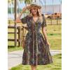 image:imageZeagoo Womens Summer Warp VNeck Casual Dresses Short Sleeve Midi Floral Dress with Pockets Tiered Flowy A Line SundressBohemian Orange