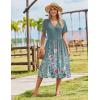 image:imageZeagoo Womens Summer Warp VNeck Casual Dresses Short Sleeve Midi Floral Dress with Pockets Tiered Flowy A Line SundressGreen Floral