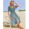 image:imageZeagoo Womens Summer Warp VNeck Casual Dresses Short Sleeve Midi Floral Dress with Pockets Tiered Flowy A Line SundressGreen Floral