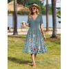image:imageZeagoo Womens Summer Warp VNeck Casual Dresses Short Sleeve Midi Floral Dress with Pockets Tiered Flowy A Line SundressGreen Floral