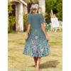 image:imageZeagoo Womens Summer Warp VNeck Casual Dresses Short Sleeve Midi Floral Dress with Pockets Tiered Flowy A Line SundressGreen Floral