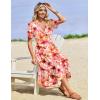 image:imageZeagoo Womens Summer Warp VNeck Casual Dresses Short Sleeve Midi Floral Dress with Pockets Tiered Flowy A Line SundressPink Floral