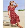 image:imageZeagoo Womens Summer Warp VNeck Casual Dresses Short Sleeve Midi Floral Dress with Pockets Tiered Flowy A Line SundressRed Floral