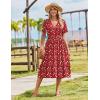 image:imageZeagoo Womens Summer Warp VNeck Casual Dresses Short Sleeve Midi Floral Dress with Pockets Tiered Flowy A Line SundressRed Floral