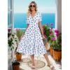 image:imageZeagoo Womens Summer Warp VNeck Casual Dresses Short Sleeve Midi Floral Dress with Pockets Tiered Flowy A Line SundressWhite Blue Floral